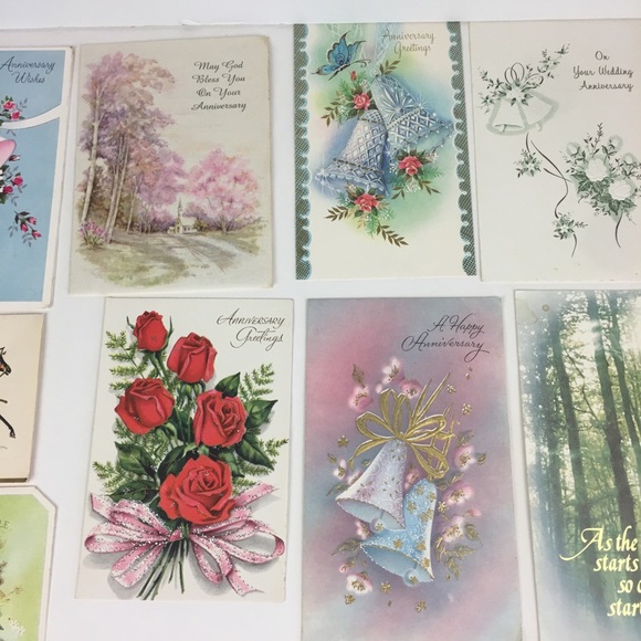 13 Used 1960s Vintage Anniversary Wedding Greeting Cards Scrap Book Art Collect - Picture 10 of 11